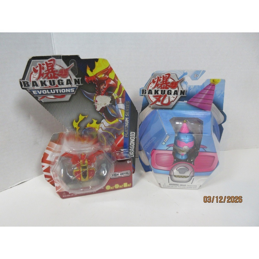 Bakugan Evolutions Platinum Dragonoid True Metal & Cubbo Figure Set Lot of 2 New